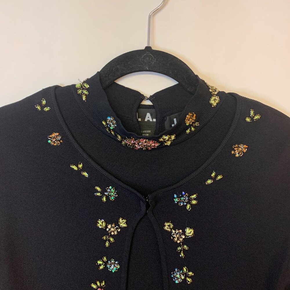 JAC Sweater Set Black Beaded Sequins Evening Wear Event Glam Bling Womens SZ S - Picture 4 of 15